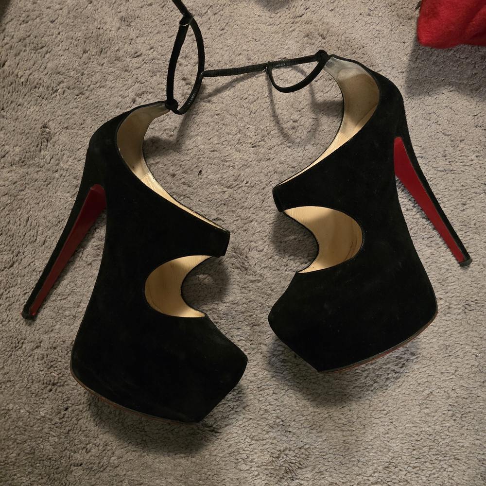 Christian Louboutin Black and Red Cutout Heels